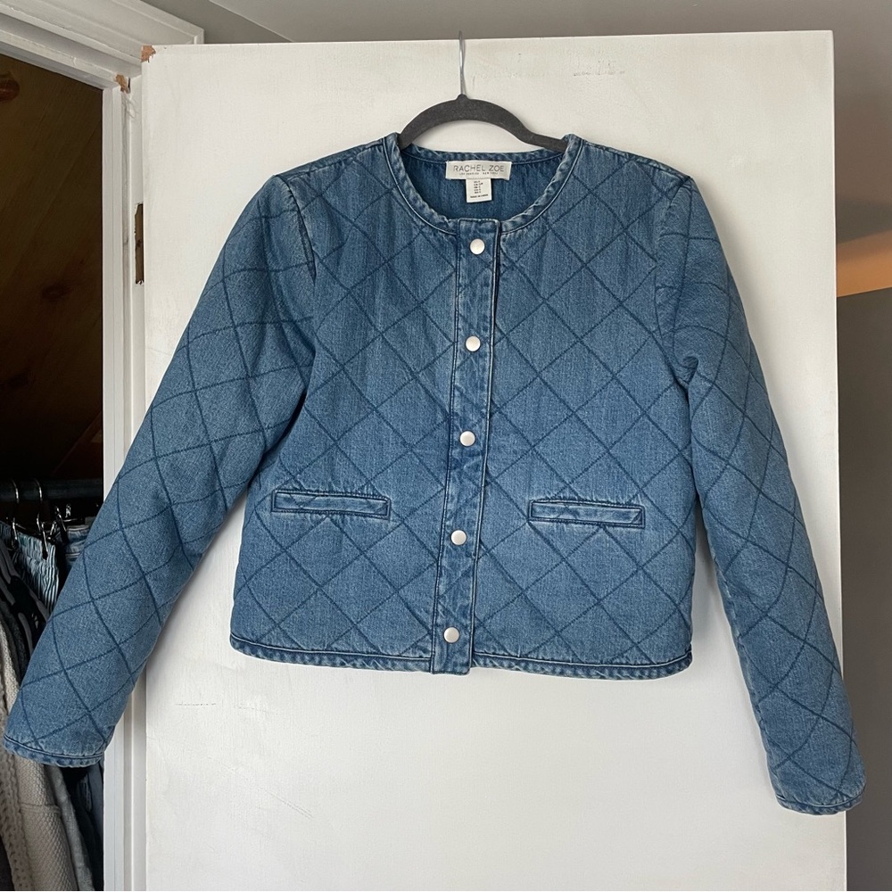 Rachel Zoe Quilted Blue Denim Jacket